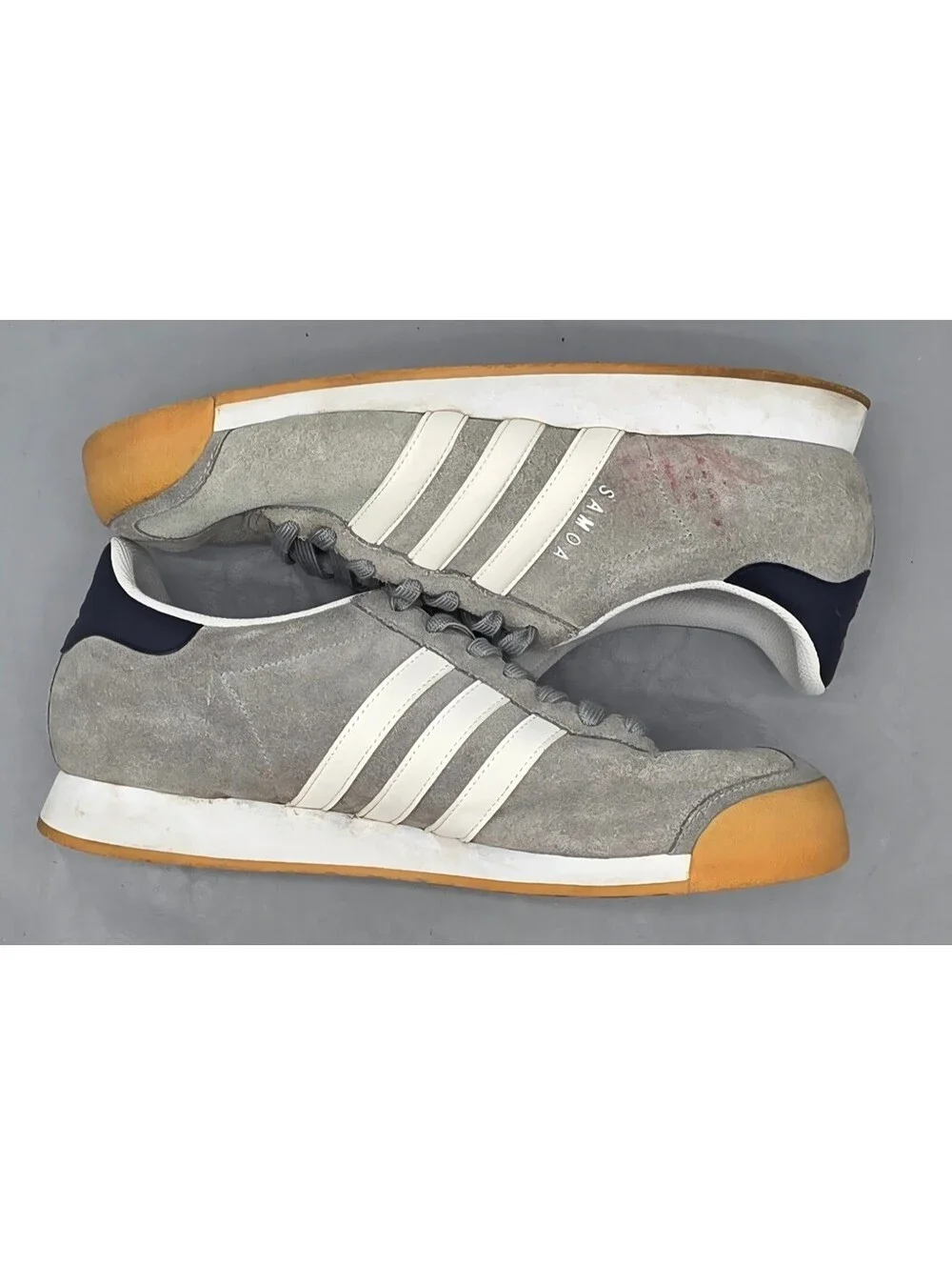 🔥 ADIDAS Samoa Gray Suede Lace Up Tennis Shoes Sneakers, Size 12 🔥